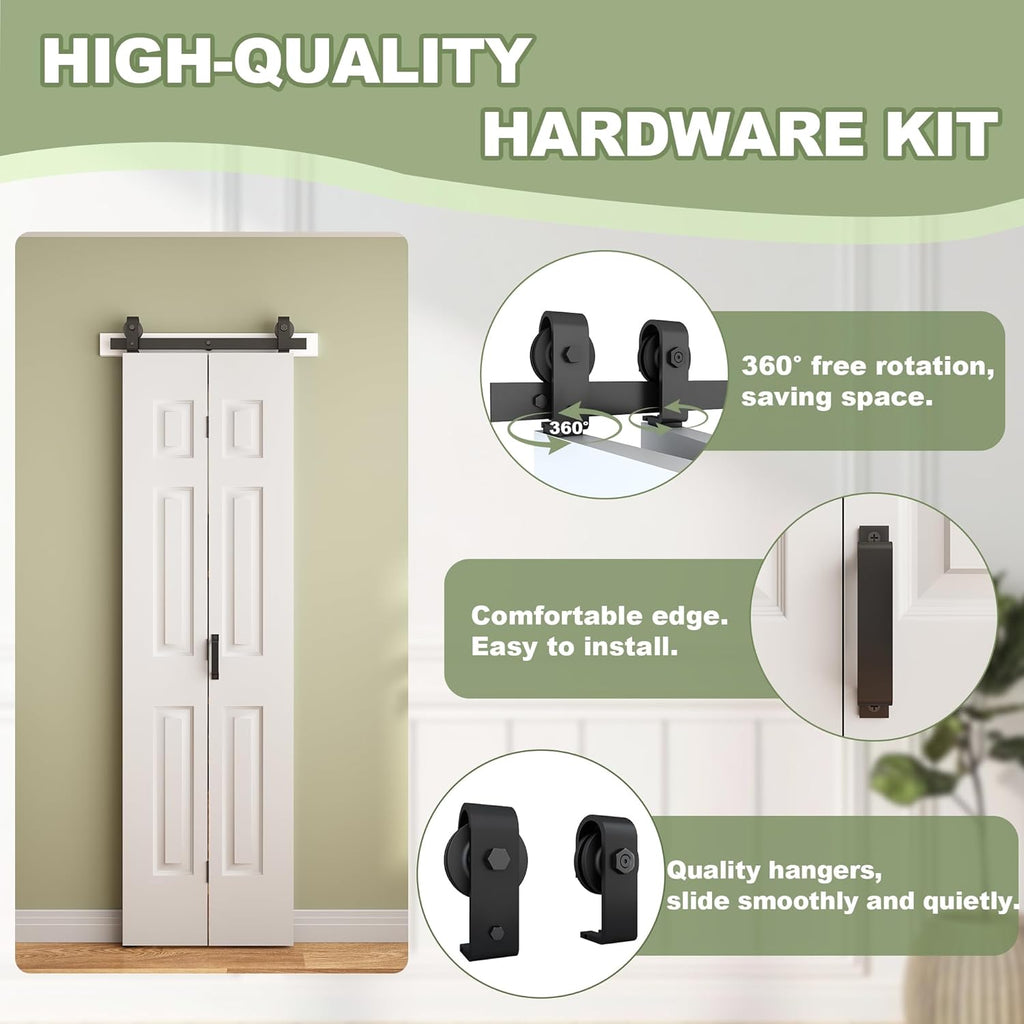 24"x 84" Bifold Barn Door, Bifold Sliding Barn Doors with 2.33FT Hardware Kit Included, Primed Doors