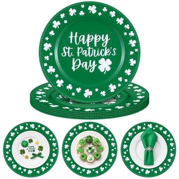 6 Pcs St Patricks Day Charger Plates 13 Inch Plastic Plates