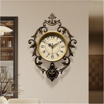 Vintage Wall Clock, Antique Decor, Battery Operated,Non Ticking European Style Metal Wall Clock
