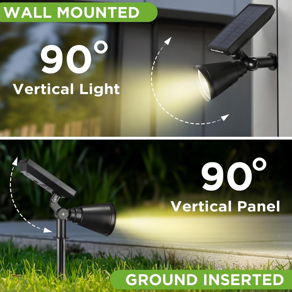 4 Solar Lights Outdoor Spot Garden Yard Landscape Flag, Warm White | Waterproof, Auto On/Off, Adjustable Brightness