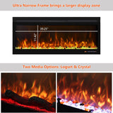 42 Inch Smart Wall Mount & in Wall Recessed Electric Fireplace Insert,App Control