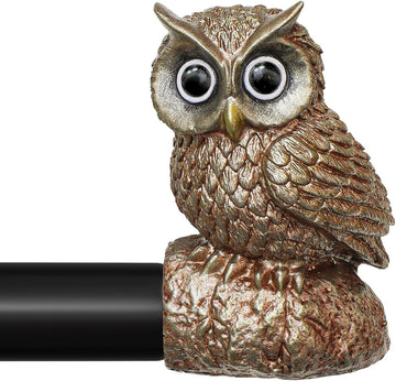 Black Curtain Rods for Windows 48 to 84 Inch, Vintage Decorative Curtain Rod with Gold Owl Finials, 1'' Adjustable