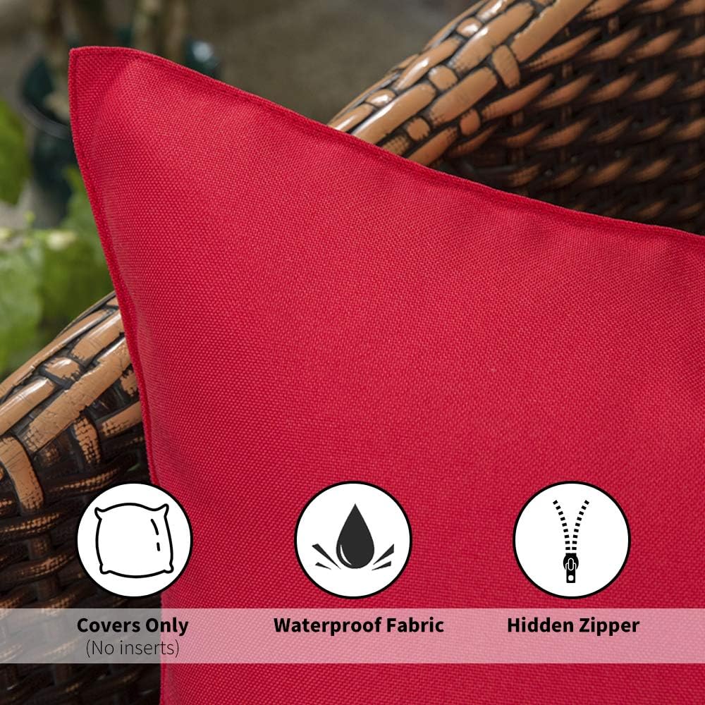 Pack of 2 Decorative Outdoor Waterproof Pillow Covers Square Garden Cushion Sham Throw Pillowcase Shell for Spring