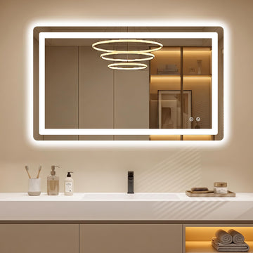 LED Bathroom Mirror with Lights, 24 x 40 Lighted Vanity Wall Mirror