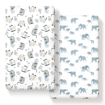 Stretchy Ultra Soft Jersey Knit Fitted Crib Sheets Set 2 Pack, Universal Fit All Standard Crib Mattress Pads Safe and