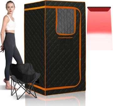 Smartmak Portable Infrared Sauna,1 Person Infrared Sauna Box with 660nm Red Light Therapy