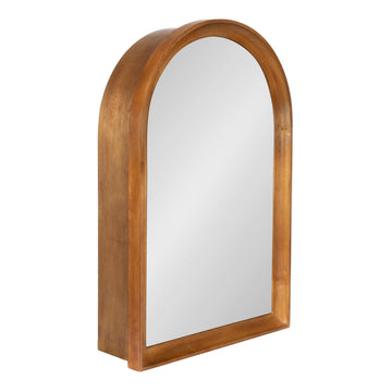 Hatherleigh Modern Arched Bathroom Cabinet with Mirror, 20 x 6 x 30, Rustic Brown, Decorative Wooden Bathroom Mirror