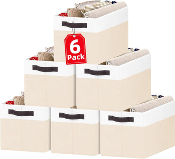 6 Pack Large Toy Box Chest, Collapsible Sturdy Toy Storage Organizer Bins Baskets for Kids, Boys, Girls, Nursery