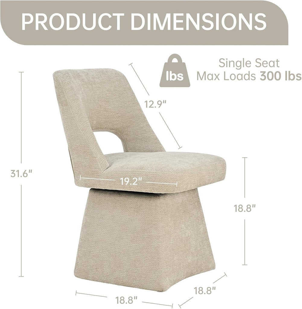 Upholstered Swivel Dining Chairs Set of 4, Modern Dining Room Chairs with Open Back, Chenille Fabric Kitchen Chairs