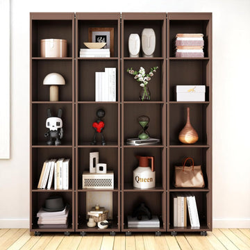 Folding Hidden Queen Murphy Bed Cabinet with Storage Bookcase Bookshelf, Wood Murphy Wall Bed with Storage Shelves