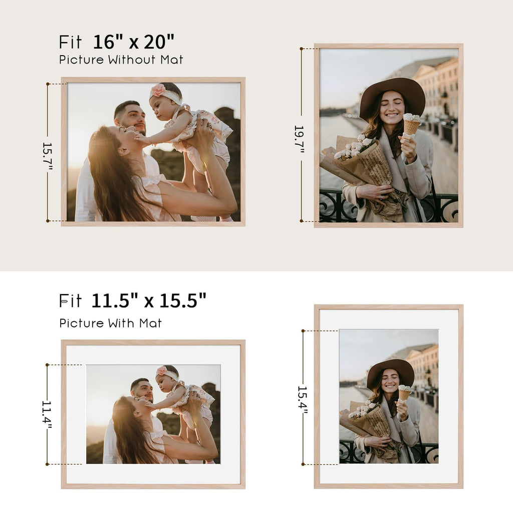 16x20 Solid Oak Wood Picture Frame, Natural Oak, 1 Pack