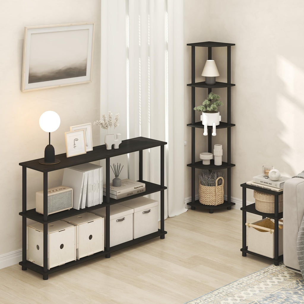 Turn-N-Tube Corner Shelf, 5-Tier Corner Bookshelf, Open Storage Shelves, for Organization and Storage, Living Room