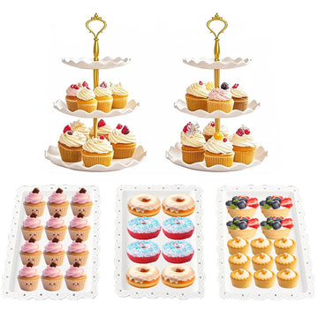 5 Pcs Cake Stand Set with 2 Tier Holders & 3 Appetizer Trays for Party
