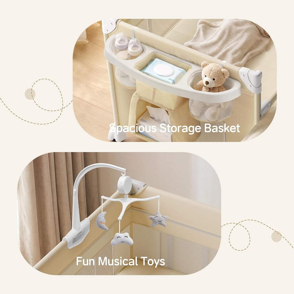 4 in 1 Baby Bassinet, Portable Bedside Crib Sleeper, Quickly Assembled Crib with Diaper Changer, Foldable Baby