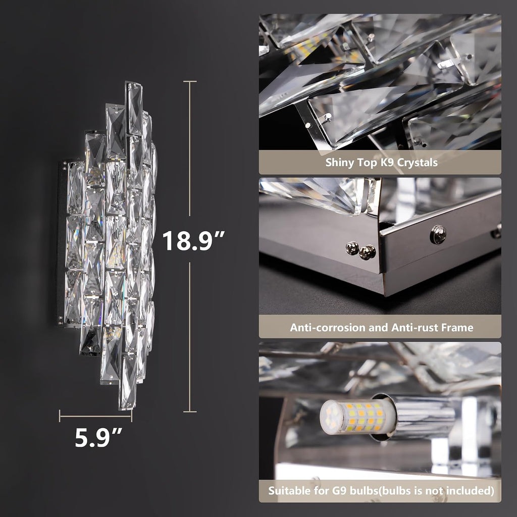 Modern Crystal Chrome Wall Sconces, Wall Light Fixtures, Indoor Wall Lamp, Vanity Wall Mount Lamps for Living Room