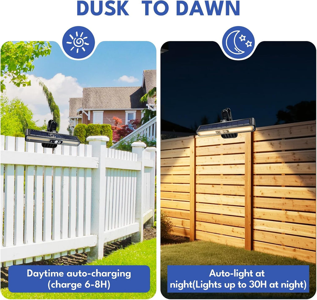Clip On Solar Motion Lights Outdoor 36 LEDs Portable Fence Light(2 Pack) | Warm Yellow,3 Modes