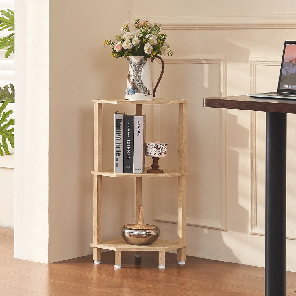 3-Tier Corner Shelf, Natural