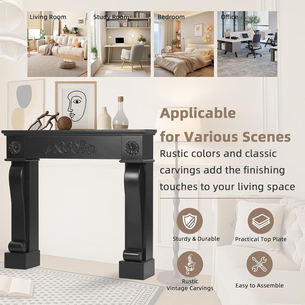 Modern Surround, Decorative Wooden Freestanding Mantel for Electric Fireplace, Waterproof & Anti-Tipping, Premium MDF