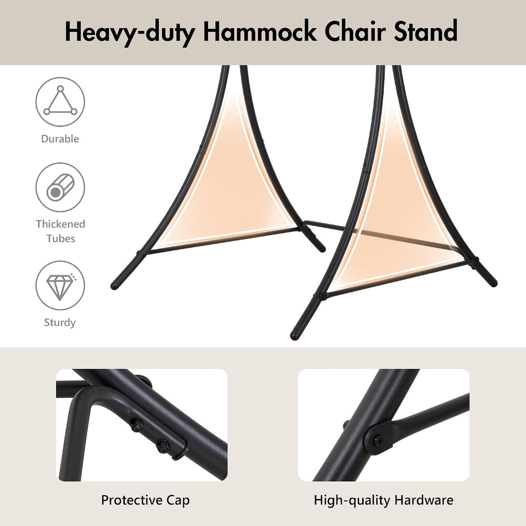 Adjustable Hammock Chair Stand, Heavy Duty Hanging Chair Stand, Black | Large Hammock Swing Chair Stand with Safety
