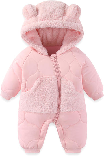 Baby Snowsuit Winter Romper Hooded Boys Girls Jumpsuit Bear Thick Windproof Cap Infant Winter Clothes