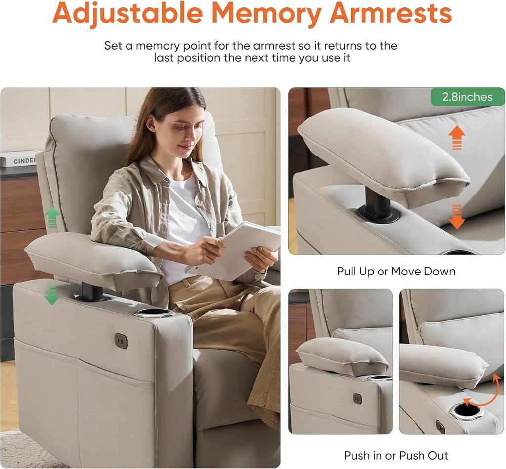 270° Swivel Rocker Recliner with Adjustable Armrests,Oversized Power Nursery Recliner with Heating and