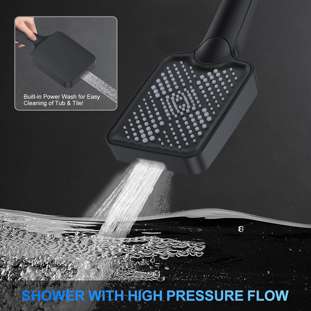 Shower Faucet Set, 12" Ceiling Mount Rainfall Shower System with 12'' Top Head+6'' Side Head and Multi-function