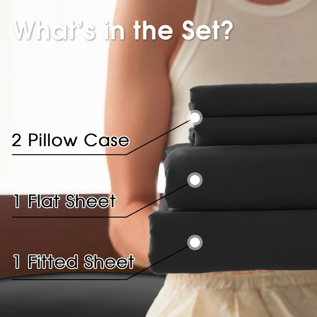 Cal King 4 Piece Sheet Set - Comfy Breathable & Cooling Bed Sheets Set, Soft and Wrinkle Free, Deep Pockets, Easy &