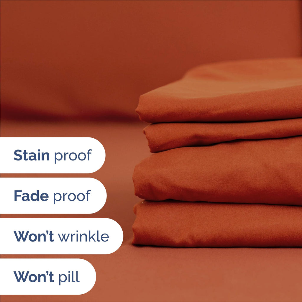 CGK King 6pc Bed Sheet Set - Breathable & Cooling - Terracotta