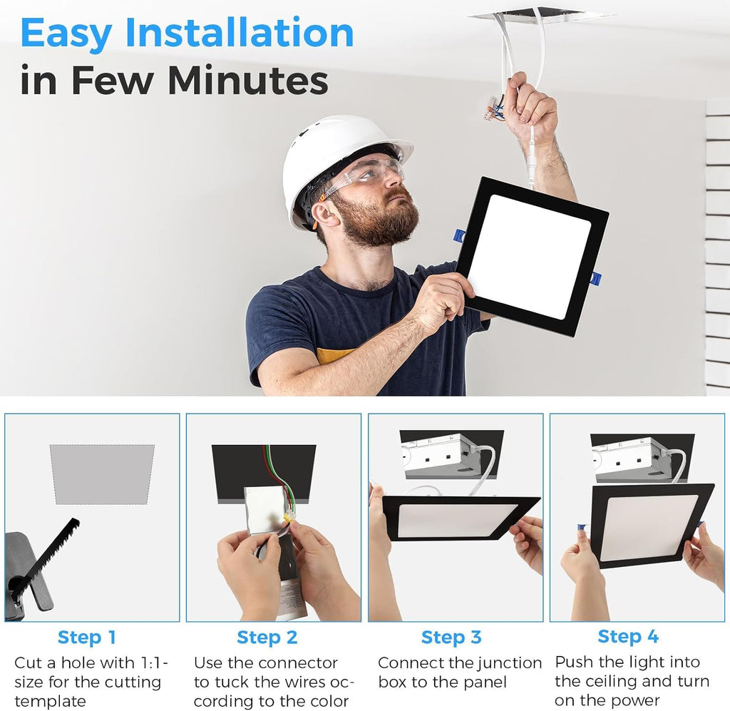 8 Inch Square LED Recessed Lighting, 20W Dimmable, 5CCT