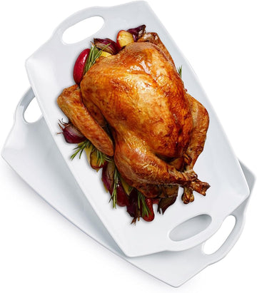 Turkey Serving Platter for Entertainment, Thanksgiving, Turkey, Serving Tray with Handles Large, Party, Display, 16
