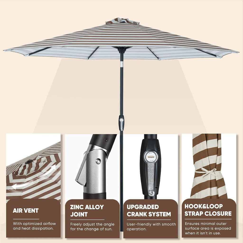 Patio Market Outdoor Table Umbrella with Auto Tilt and Crank