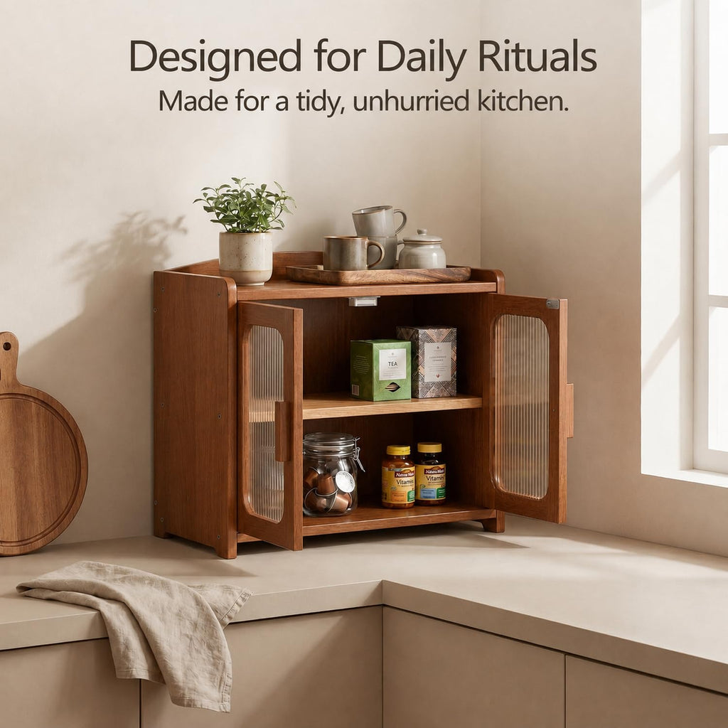 Bread Box - Solid Wood, Kitchen Countertop Storage Cabinet