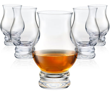 Whiskey Glasses Set of 6 - Clear Mint Julep Shot Glass Bar Gift Sake Sets, Old Fashioned Brandy Snifter Drinking
