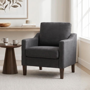 Mid-Century Accent Chair, No Tools Assembly Required, Modern Upholstered Polyester Armchair ,Comfy Reading Accent