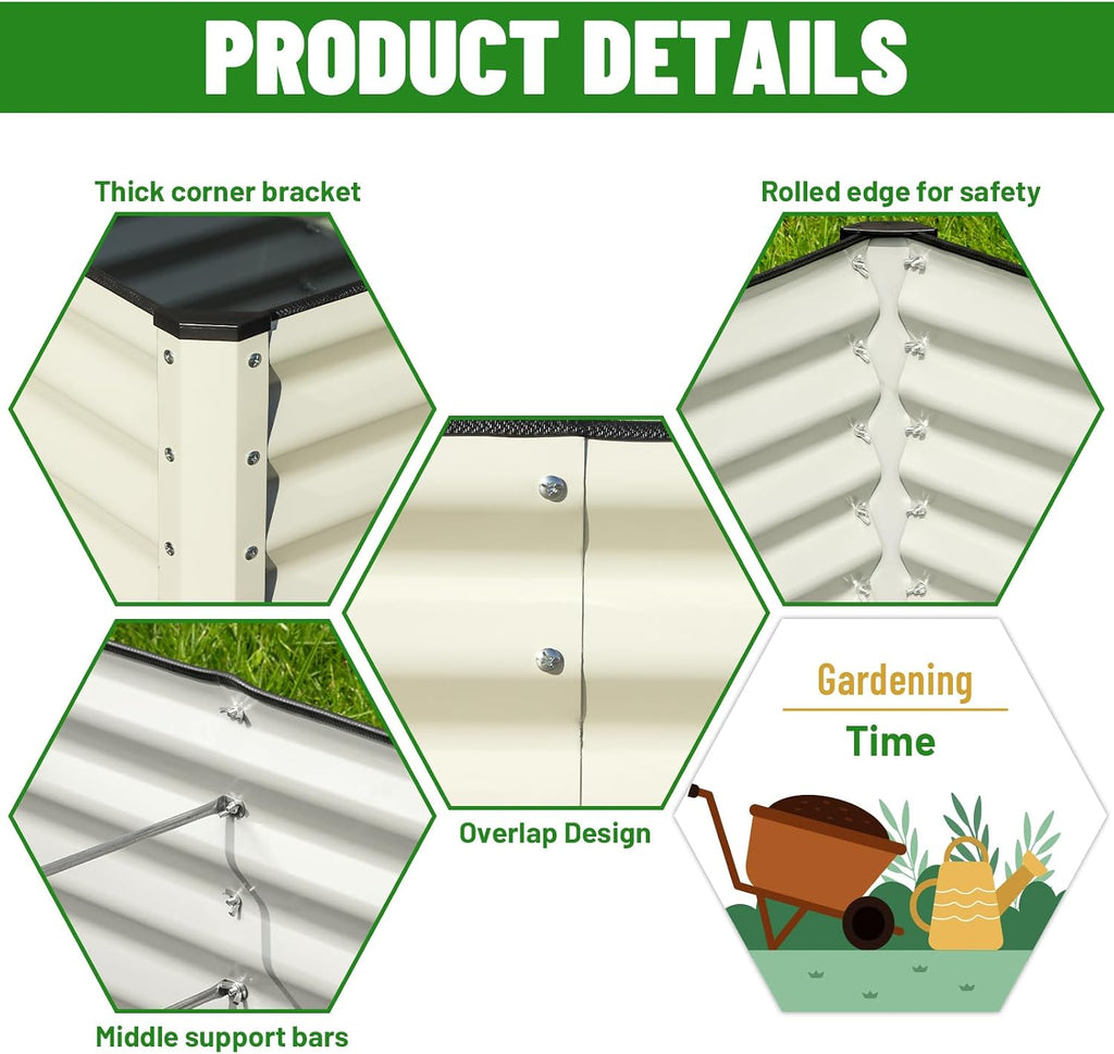 Galvanized Raised Garden Bed 8x4x2FT Outdoor Large Metal Planter Box Steel Kit for Planting Vegetables, Flowers