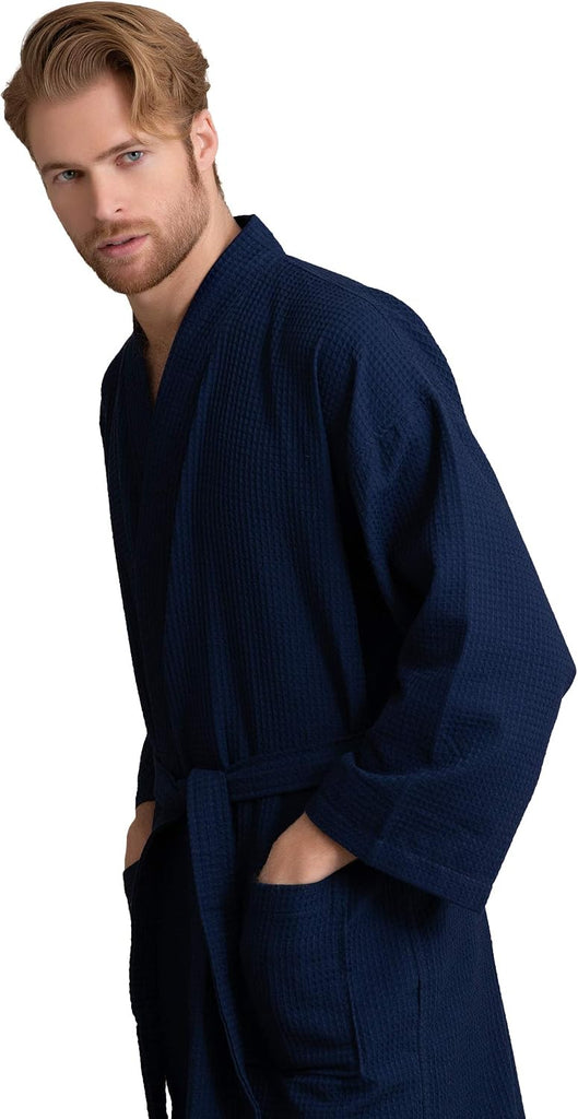 Men's Cotton Waffle Bathrobe, Luxurious & Lightweight, Comfortable & Absorbent, Softness