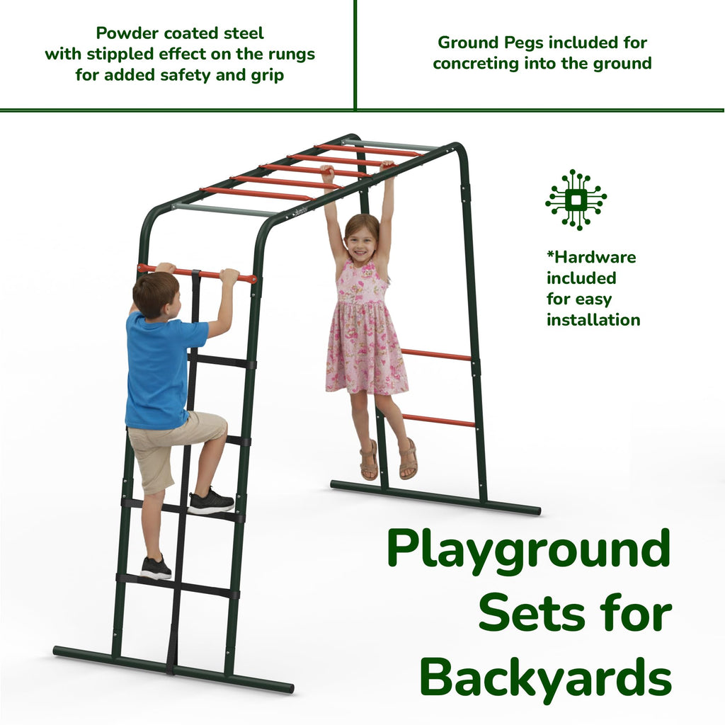 Metal Monkey Bars Climbing Frame, Playground Sets for Backyards, Gymnastics Equipment for Kids, Outdoor Playset