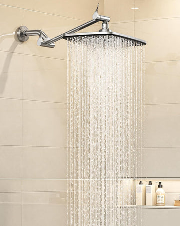 11.8" Rain Shower Head, Rectangular Rainfall Showerhead with 11" Stainless Steel Exension Arm