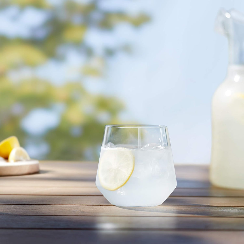 Tritan Glasses, Dishwasher Safe, BPA-Free Plastic, Stemless Wine, Shatterproof, Looks Like Glass, 14-oz, Clear, Set of 4