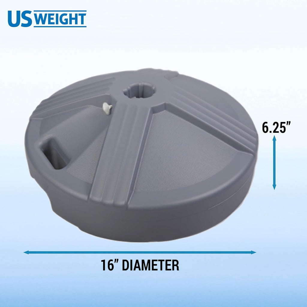 Durable 50 Pound Fillable Umbrella Base Designed to be Used with a Patio Table - Gray