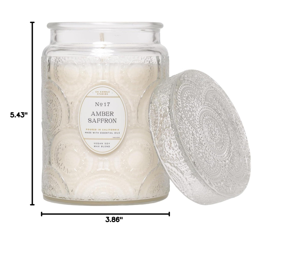 CO - Amber Saffron Scented Candle - 18oz, Heirloom Collection Design - 80 hr Burn Time - Poured in California Using