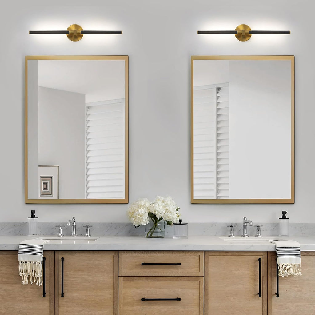 2026 Upgrade Vanity Lights, 24", Black and Gold Bathroom Light Fixture | 18W Brighter, 4000K, 360° Rotatable, CRI