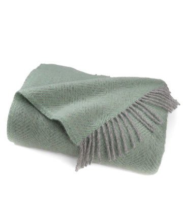 Highland Tweeds Herringbone 100% Pure New Wool Throw (Basil)
