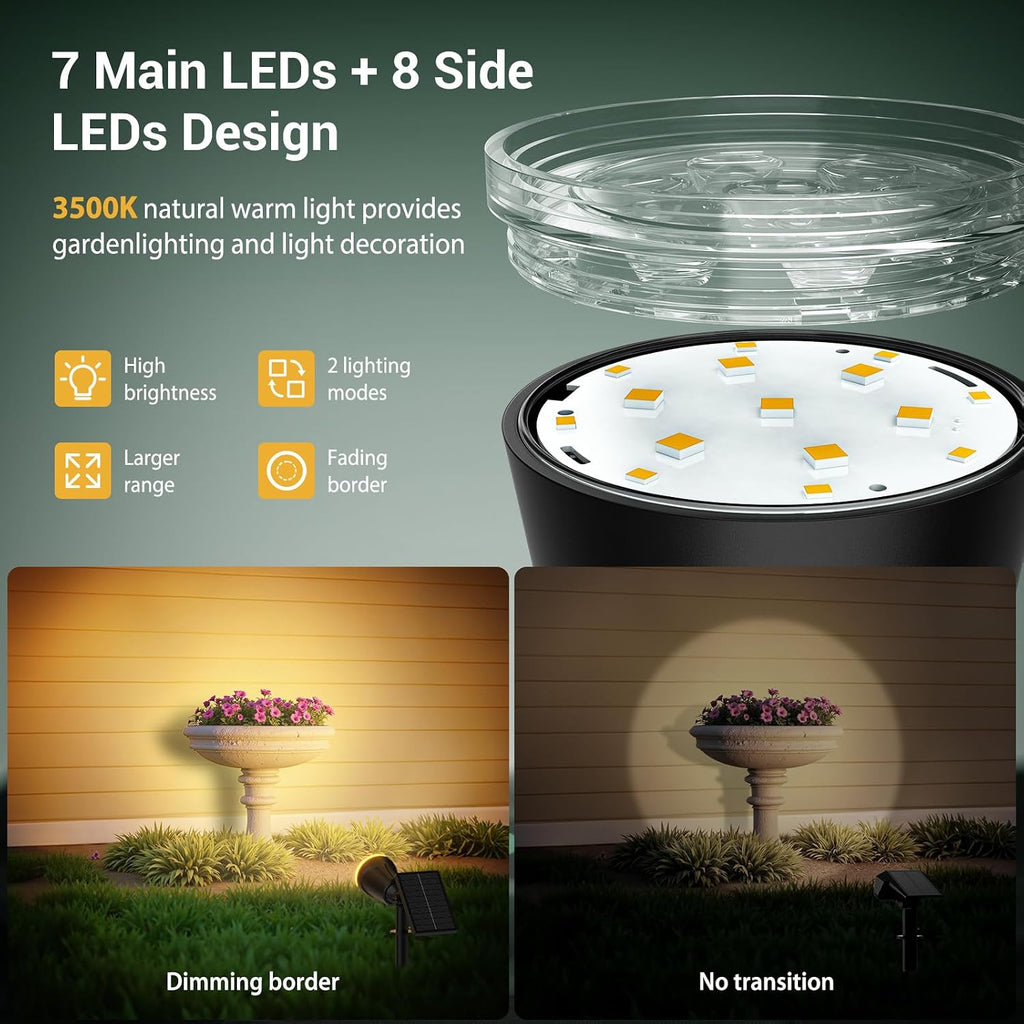 Spot Lights Outdoor Waterproof: 1000LM Big Adjustable Spotlight - 2-in-1 15Hrs+ Long Lasting Spot Light - Solar
