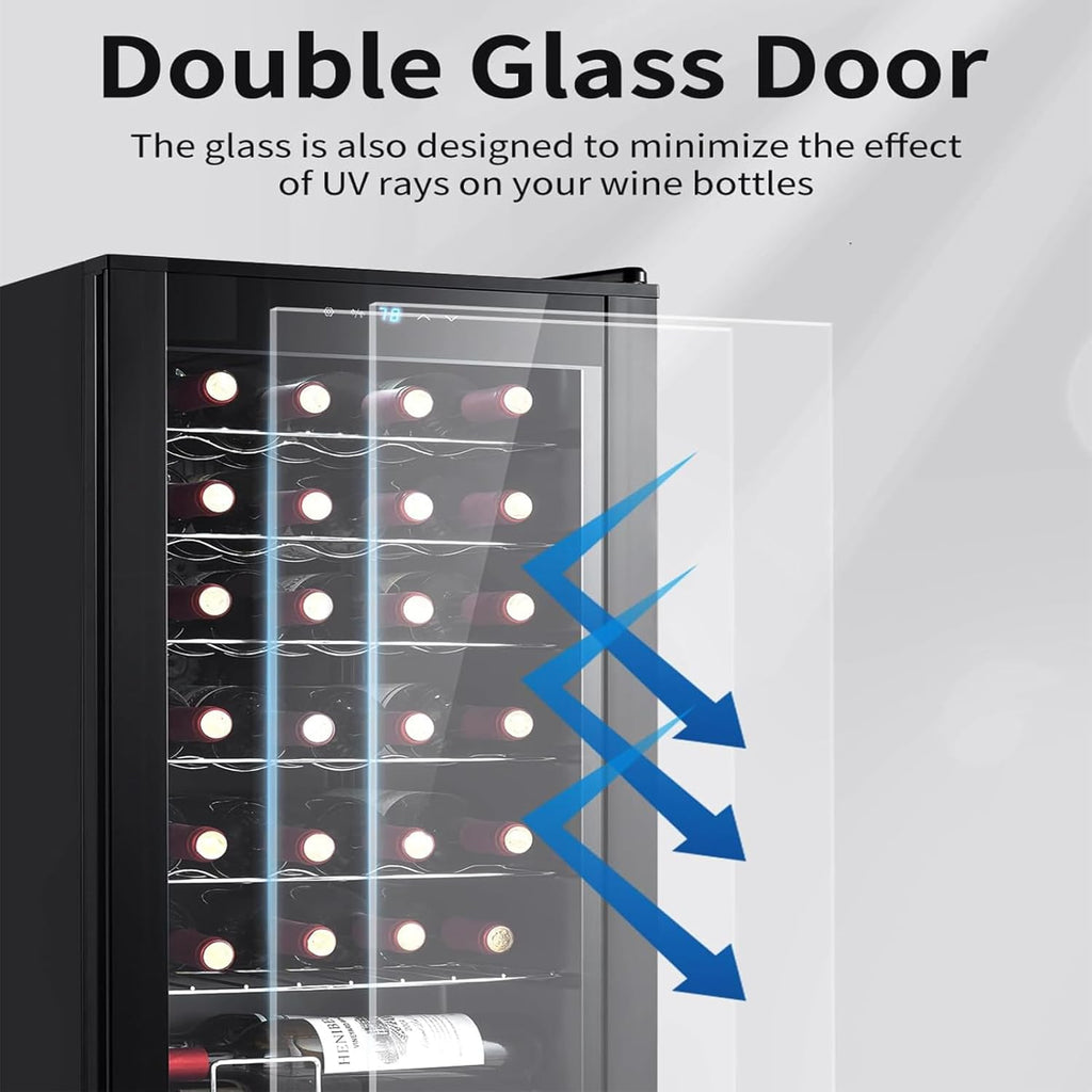 COOLER 28 Bottle Compressor Wine Cooler for Home and Kitchen, Freestanding Mini 