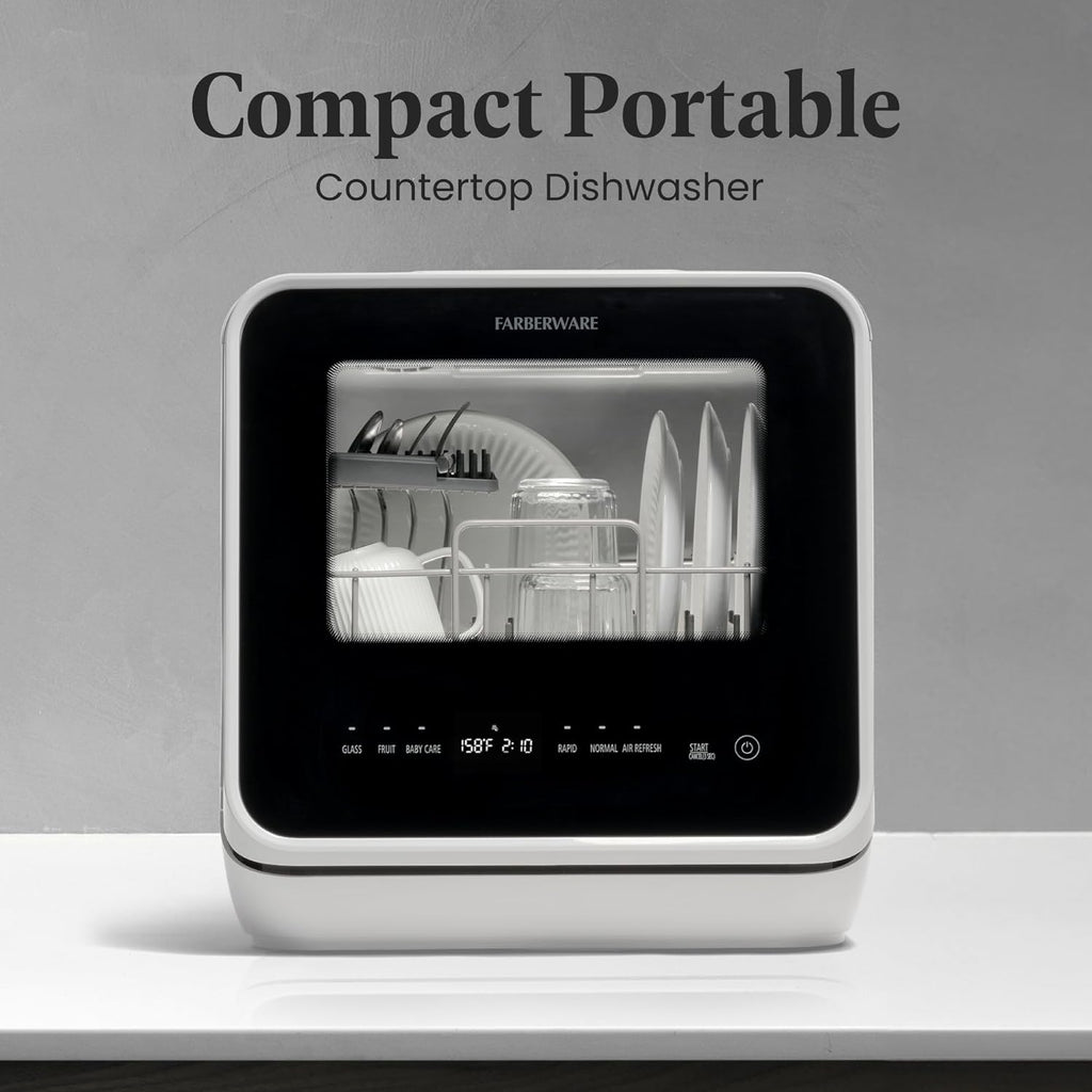 Portable Countertop Dishwasher with 5-Liter Built-in Water Tank - 5-Program System for Home, RV, and Apartment