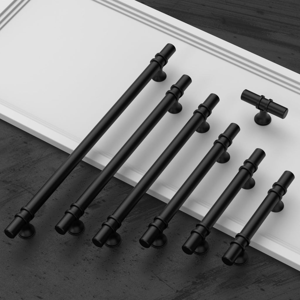 10 Pack Matte Black Cabinet Knobs 2 Inch T Bar Cabinet Pulls Kitchen Cabinet Handles Cabinets Hardware Drawer Pulls