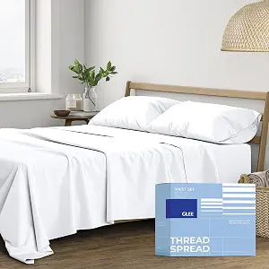 Egyptian Cotton Sheets King - Luxury King Cotton Sheet Sets 400 Thread Count (4 PC, White), 16 in Deep Pocket Soft - Set of 4
