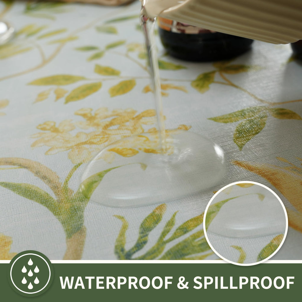 Rectangle Table Cloth, 100% Waterproof Tablecloth Oil Proof Spill Proof Vinyl Table Cloth, Wipe Clean Plastic Table