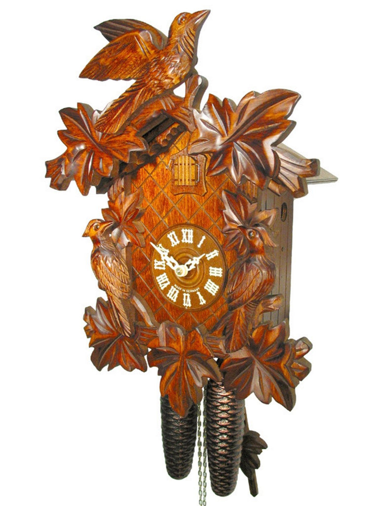 Original German Cuckoo-Clock (Certified), Mechanical 8-Day Movement with 3 Birds and 7 Leaves, coo-coo Clocks from